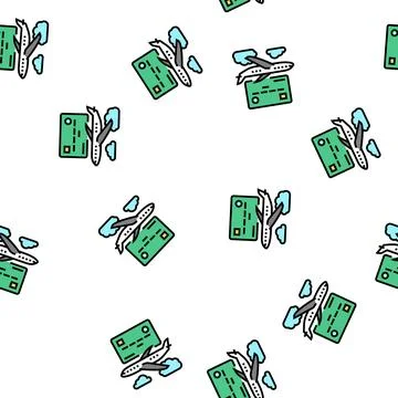 Traveling card vector seamless pattern Illustrazione stock