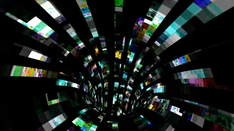 Traveling Down a Tunnel of Chaotic Data Flux Stock Footage 85674240