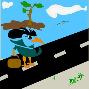 Traveling eagle on a mission 🌳✈️ Stock Illustration