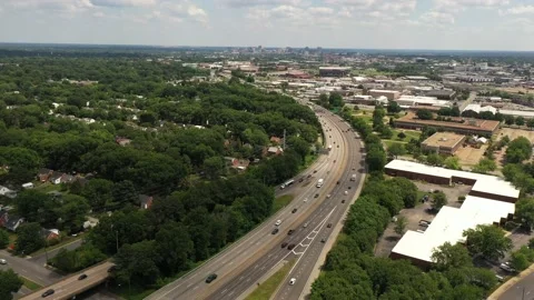 Traveling on Highway Interstate 95 heading towards Richmond, VA Stock Footage 196853091