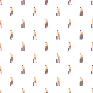 Traveling man with luggage repeating pattern background Illustrazione stock