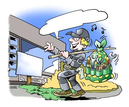 Traveling mechanic looking for work Stock Illustration