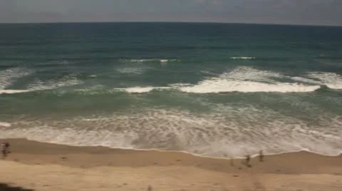 Traveling ocean view from train-1 Stock Footage 10565189