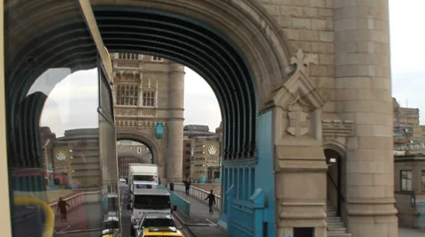 Traveling over Tower Bridge Stock Footage 33446248