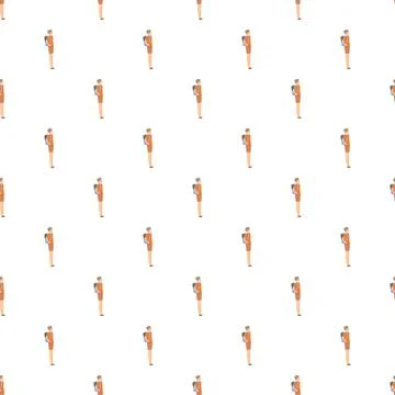 Traveling person with backpack seamless pattern background 库存插图