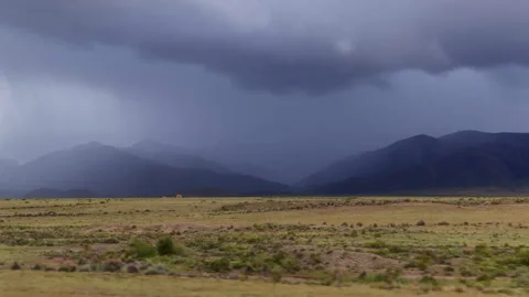 Traveling On The Remote Road During Cloudy Day In Bolivia, South America. POV Stockbeeldmateriaal 335181154