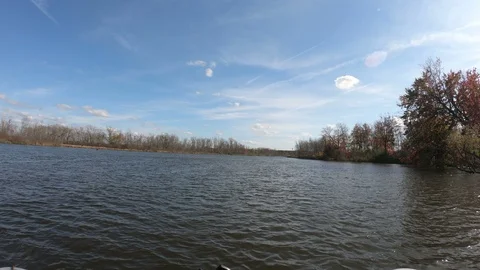 Traveling Up River on a Fall Day (Version #5) Stock Footage 117703201