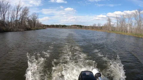 Traveling Up River on a Fall Day (Version #4 ) Video stock 117703638