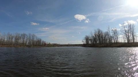Traveling Up River on a Fall Day (Version #2) Stock Footage 117703728