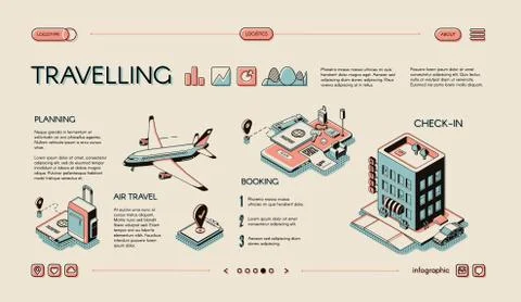 Traveling services isometric vector infographics Stock Illustration