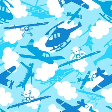 Traveling in the sky seamless pattern Stock Illustration