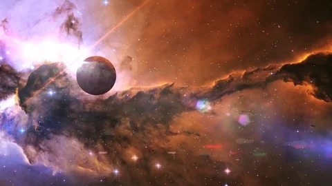 Traveling in Space Towards a Nebula Stock Footage 74640005