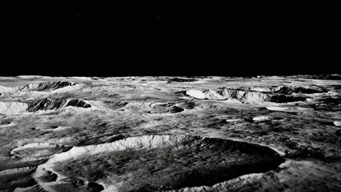 A Traveling up off the surface of the moon Stock Footage 155232333