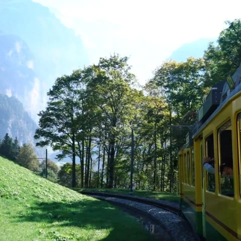 Traveling in switzerland by railway train. Stock Footage