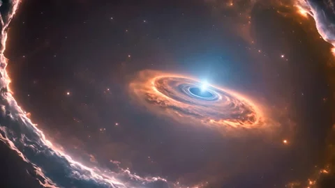 Traveling through deep space. Navigating the universe, black hole Stock Footage 263680143