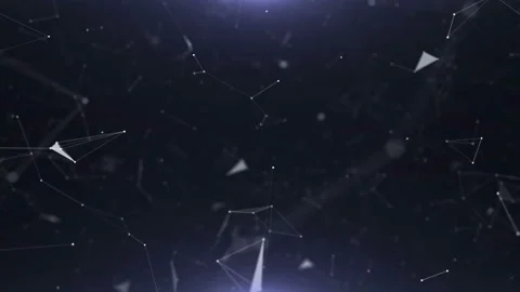 Traveling through plexus lines, nodes and polygons and a 3D particle field Stock Footage 112868619