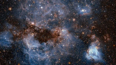 Traveling Through Star Fields in Space to a Distant Galaxy Stock Footage 97362379
