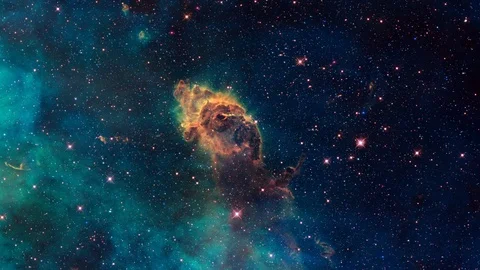 Traveling Through Star Fields in Space to a Distant Galaxy Stock Footage 97365916