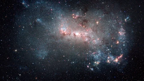 Traveling Through Star Fields in Space to a Distant Galaxy Stock Footage 97412099