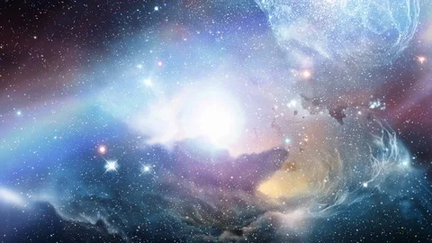 Traveling Through Star Fields in Space to a Distant Galaxy Stock Footage 97478669