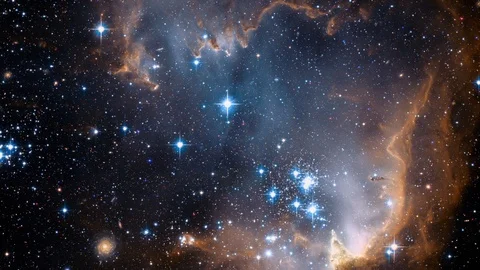 Traveling Through Star Fields in Space to a Distant Galaxy Stock Footage 99881326