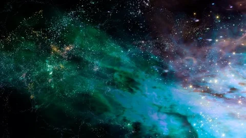 Traveling Through Star Fields in Space to a Distant Galaxy Stock-Footage 100047681