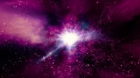Traveling Through Star Fields in Space as a Supernova Bursts Light Stock Footage 100078209