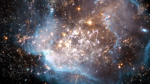 Traveling Through Star Fields in Space to a Distant Galaxy Stock Footage 100119981