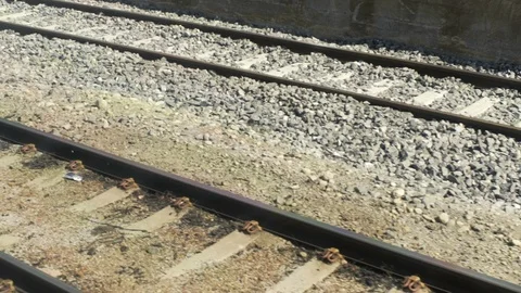 Traveling through Train Tracks Stock Footage 94510158