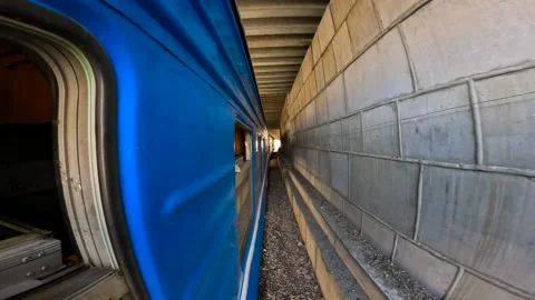 Traveling through the Tunnel by train 스톡 동영상 282369042