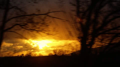 Traveling in train at sunset light Stock Footage 268717578