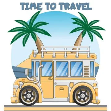 Traveling in a van. Stock Illustration