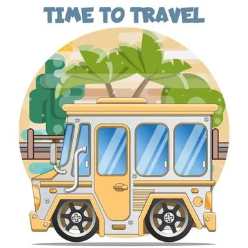 Traveling in a van. Stock Illustration