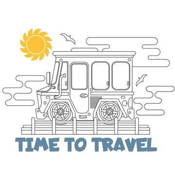 Traveling in a van. Stock Illustration