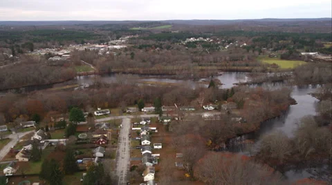 Traveling west over rural community in Connecticut. Shot in November 2011. Stock Footage 59167988
