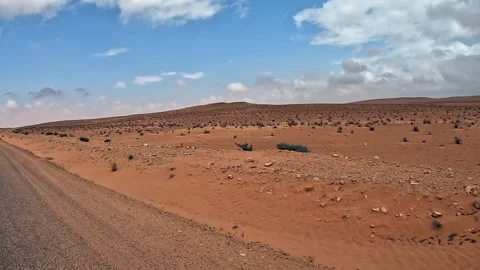 Traveling while driving on desert road. car driver pov. panning Stock Footage 279848383
