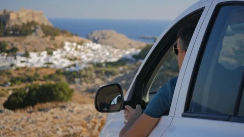 Traveller enjoys the panoramic view Stock Footage 83309393