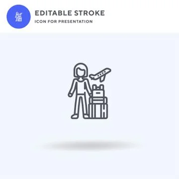 Traveller icon vector, filled flat sign, solid pictogram isolated on white, logo Stock Illustration