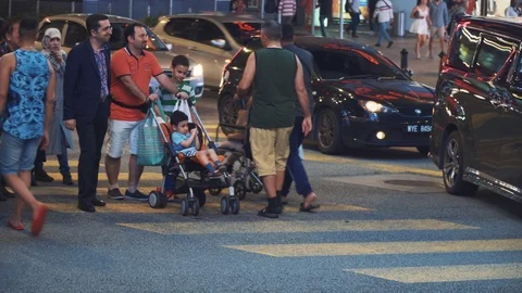 Traveller or foreigner wait for crossing road at traffic light conjunction Stock Footage 113318236