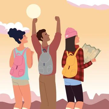 Travellers people map Stock Illustration