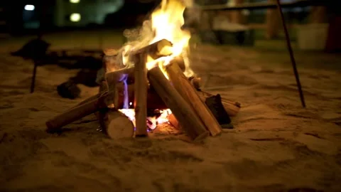Travelling around fire pit Stock Footage 133438059