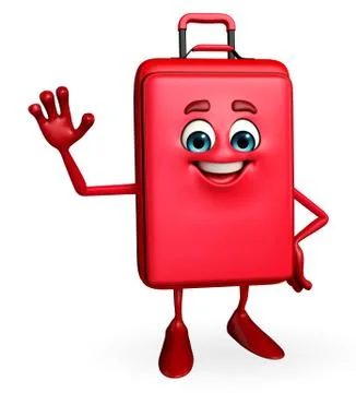 Travelling bag chatacter with hello pose Stock Illustration