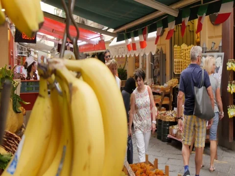 Travelling busy street, Sorrento, Costiera Amalfitana (Amalfi Coast), UNESCO Stock Footage