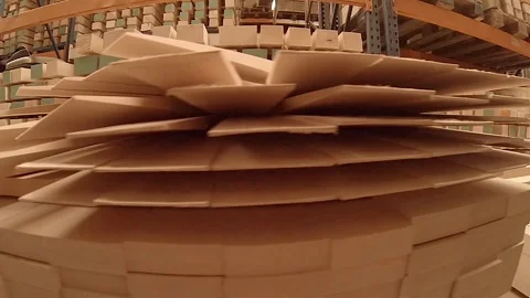 Travelling camera showing a stack of wood Video stock 129612656