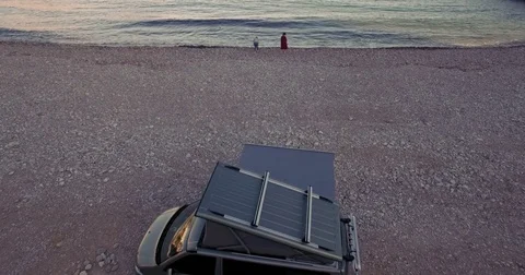 Travelling in camping multivan Stock-Footage 77875837