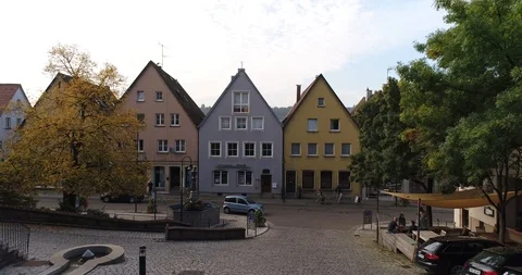 Travelling copter over charming rustic city in Heilbronn district, Germany Stock Footage 87527261