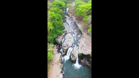 Travelling up a flowing waterfall Stock Footage 334035398