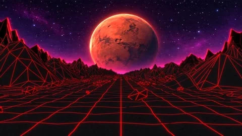 Travelling to mars, Retro synthwave seamless loop 스톡 동영상 347300819