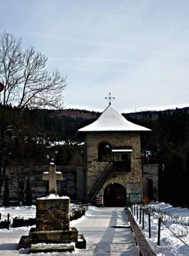 Travelling to monastery Foto stock