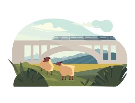 Travelling by Train Stock Illustration